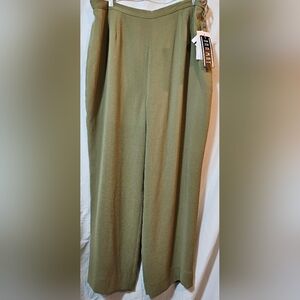 NWD* Ann May Silk palm green side zip, Lined Trousers women's 18 Slacks (EB)